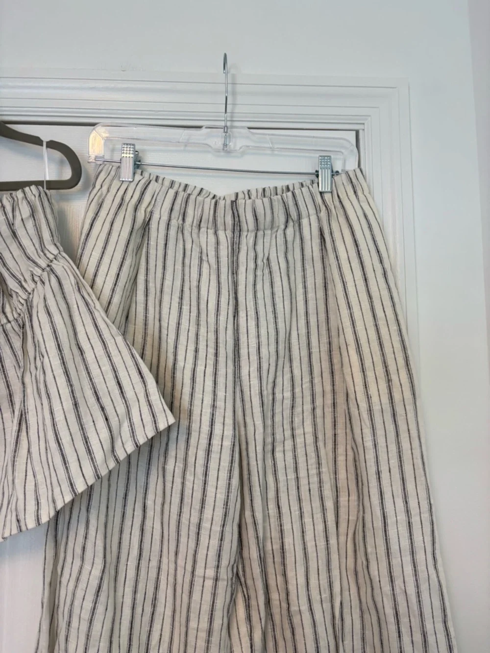 Reformation Inez Linen Two Piece Set Natural Stripe Top 4 Pants Medium Petite